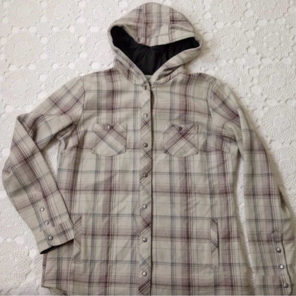 Kuhl Jackets & Blazers - Kuhl Plaid Hooded Jacket - Cream and Gray
